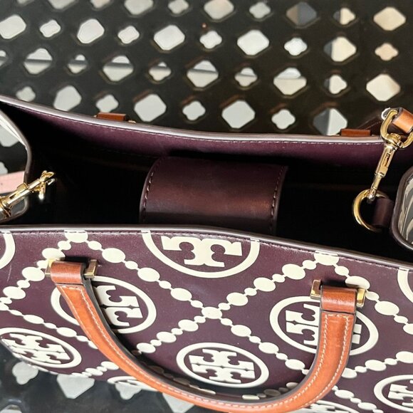 Tory Turch T Monogram Square Shoulder Bag Contrast Embossed - Picture 7 of 10